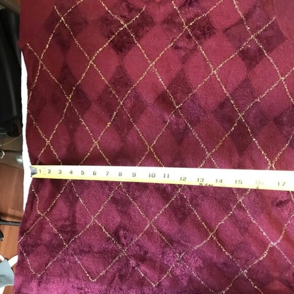 Marina Rinaldi Argyle Metallic Textured Mohair Wool Blend Crew Soft Sweater Top - Picture 13 of 16